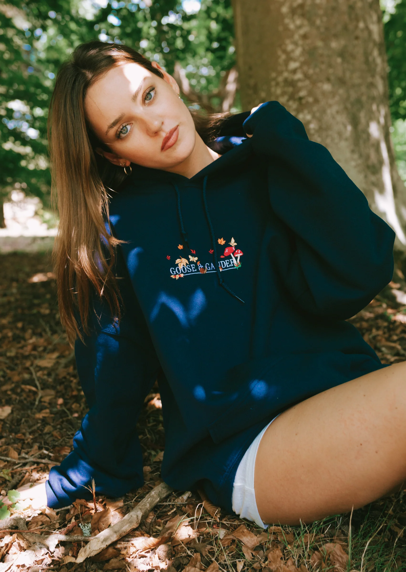 Woodland Embroidered Hoodie - Navy - Image 8