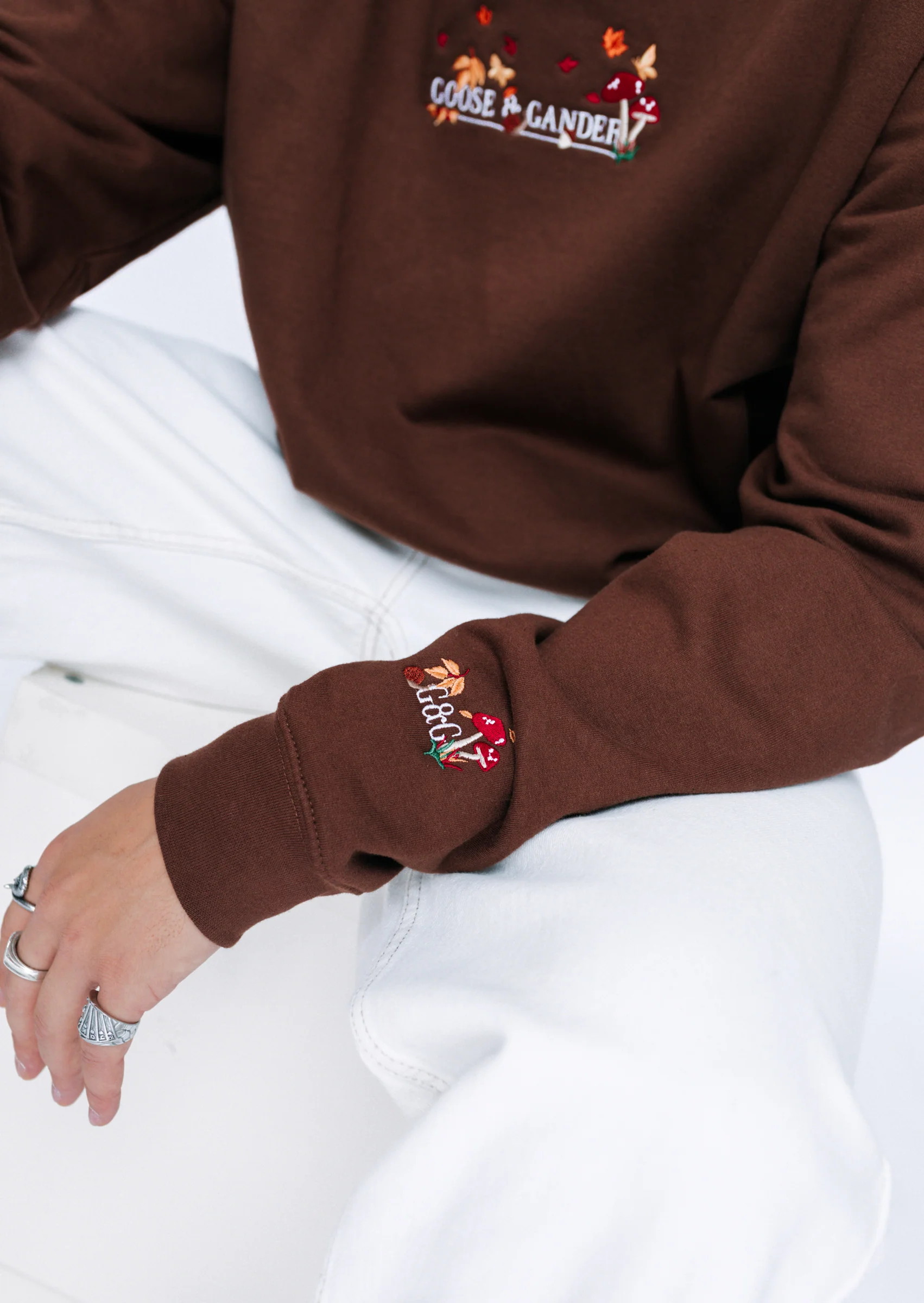 Woodland Embroidered Sweatshirt - Brown - Image 3