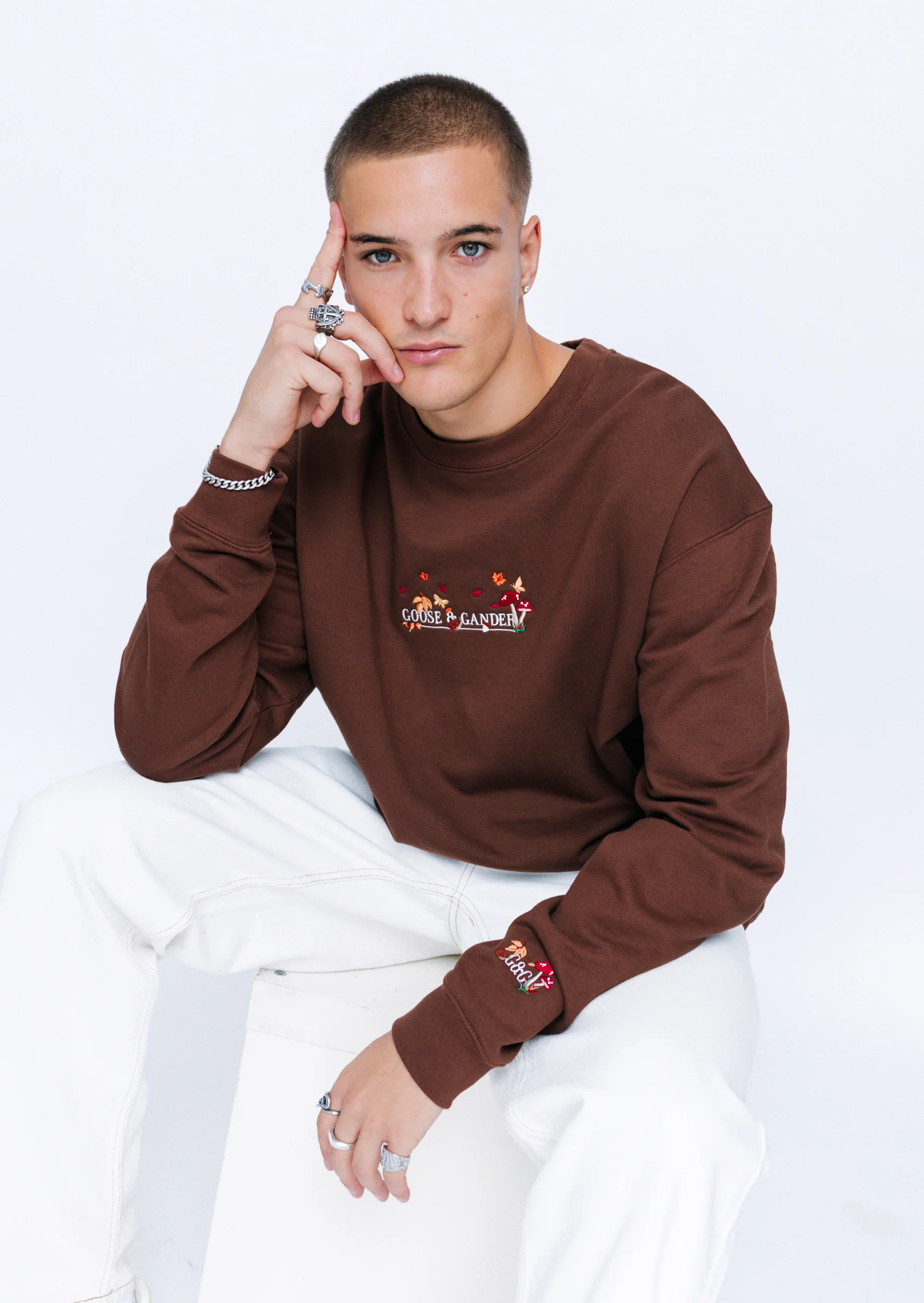 Woodland Embroidered Sweatshirt - Brown - Image 4