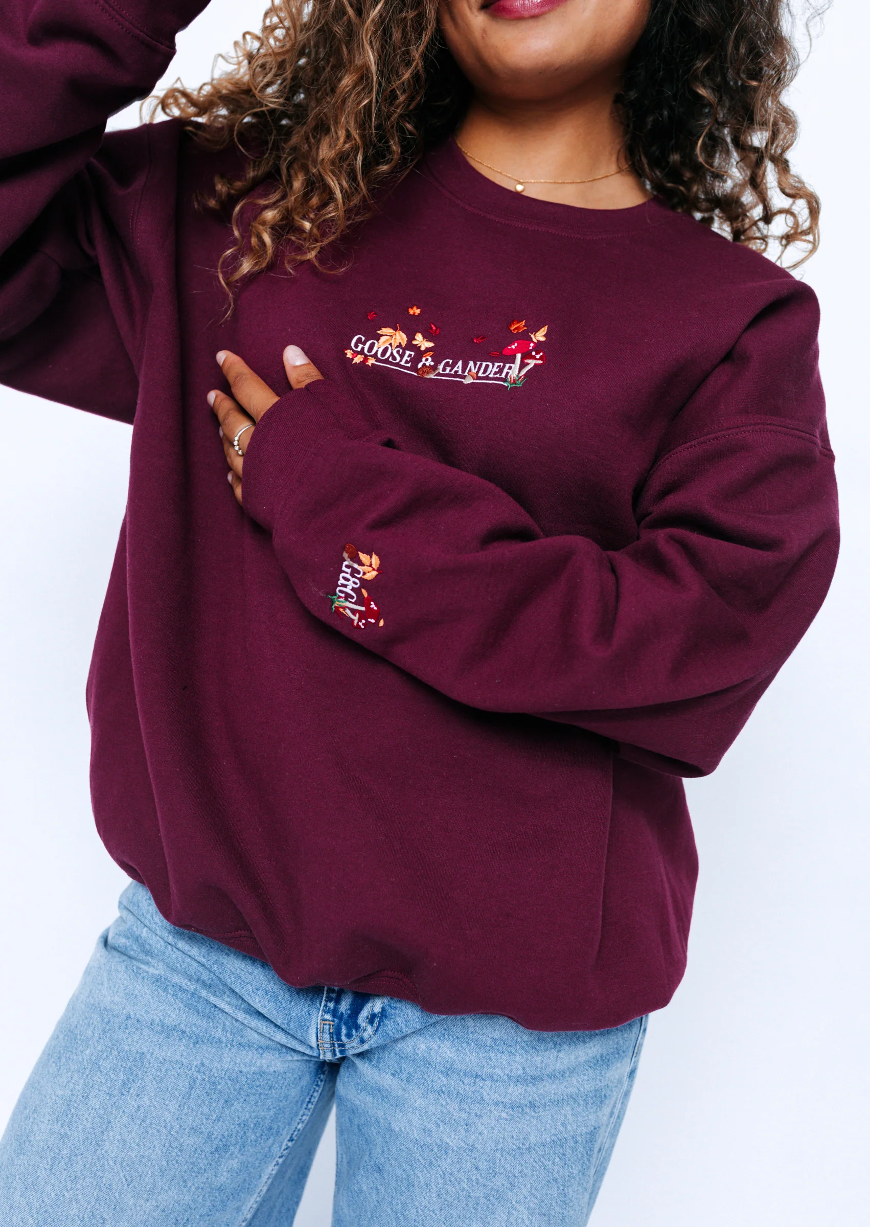 Woodland Embroidered Sweatshirt - Burgundy - Image 10