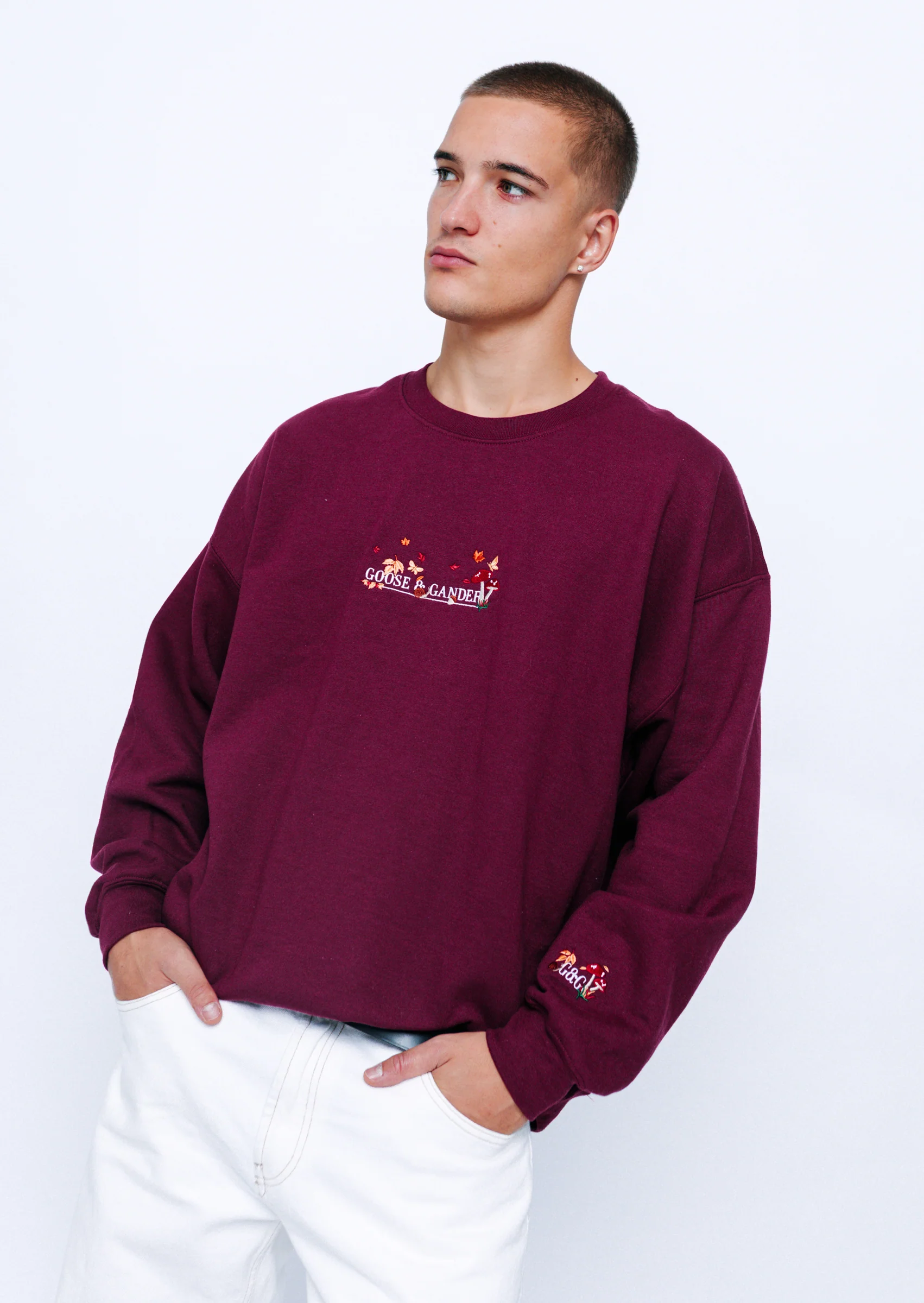 Woodland Embroidered Sweatshirt - Burgundy - Image 11
