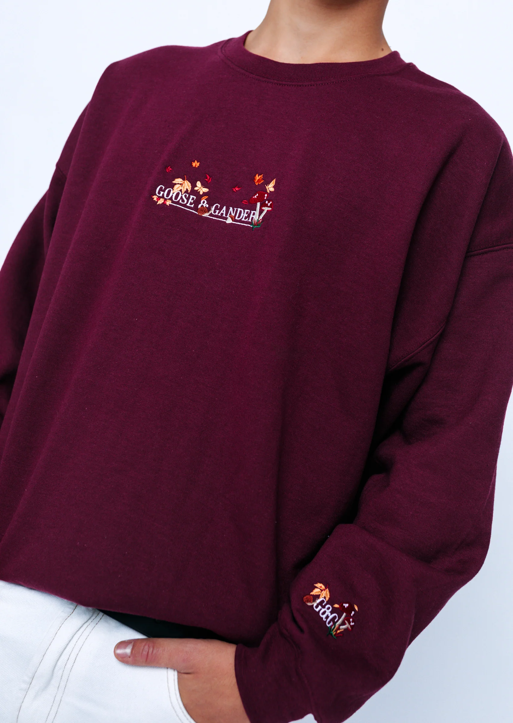 Woodland Embroidered Sweatshirt - Burgundy - Image 14