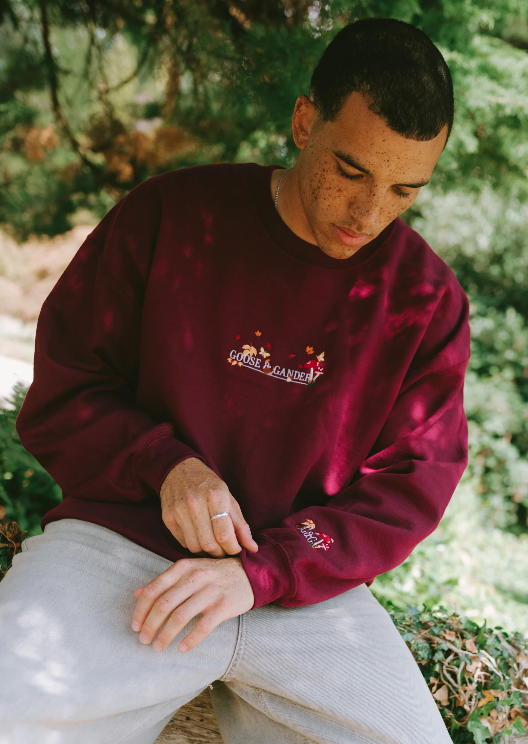 Woodland Embroidered Sweatshirt - Burgundy - Image 15
