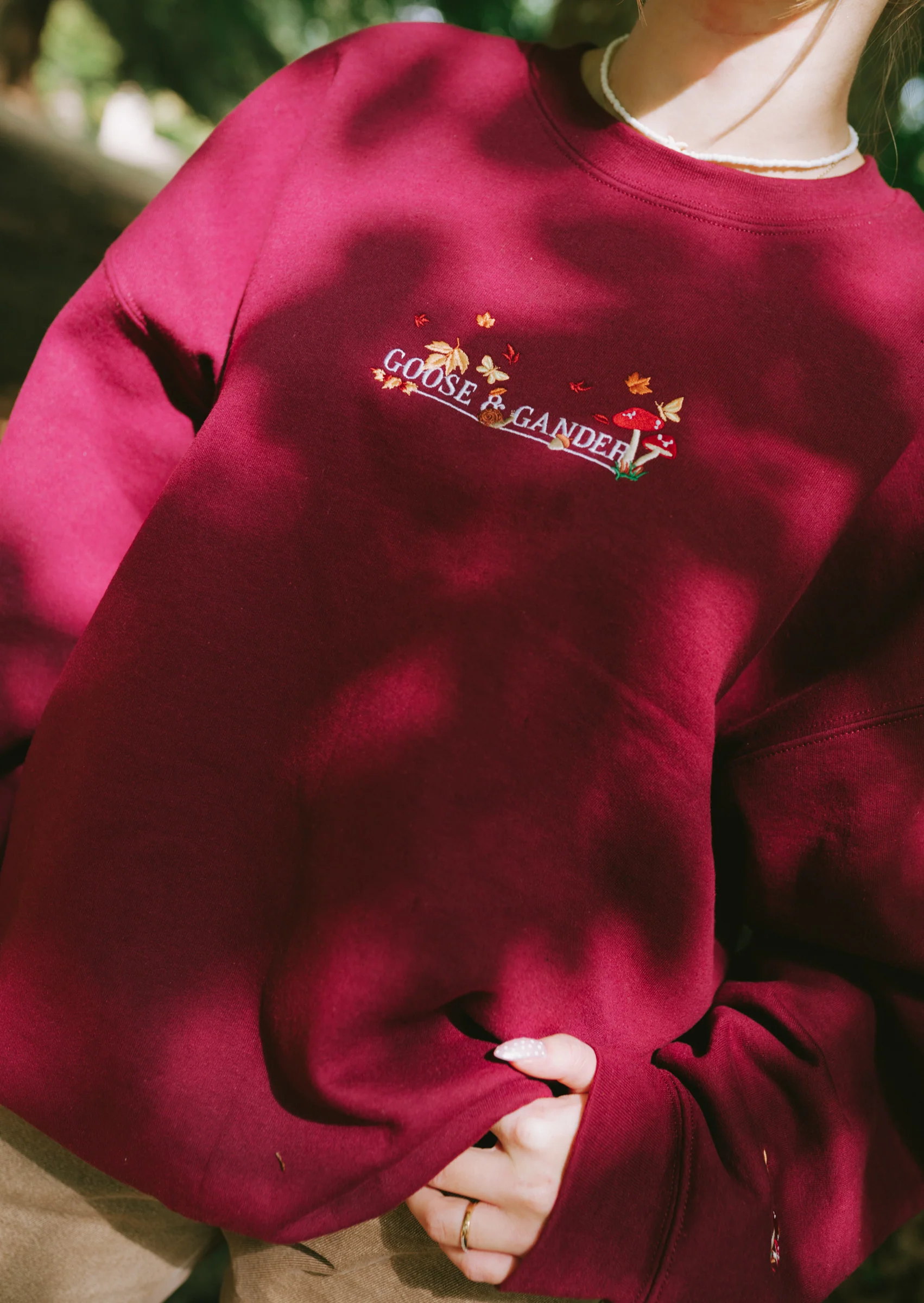 Woodland Embroidered Sweatshirt - Burgundy - Image 16