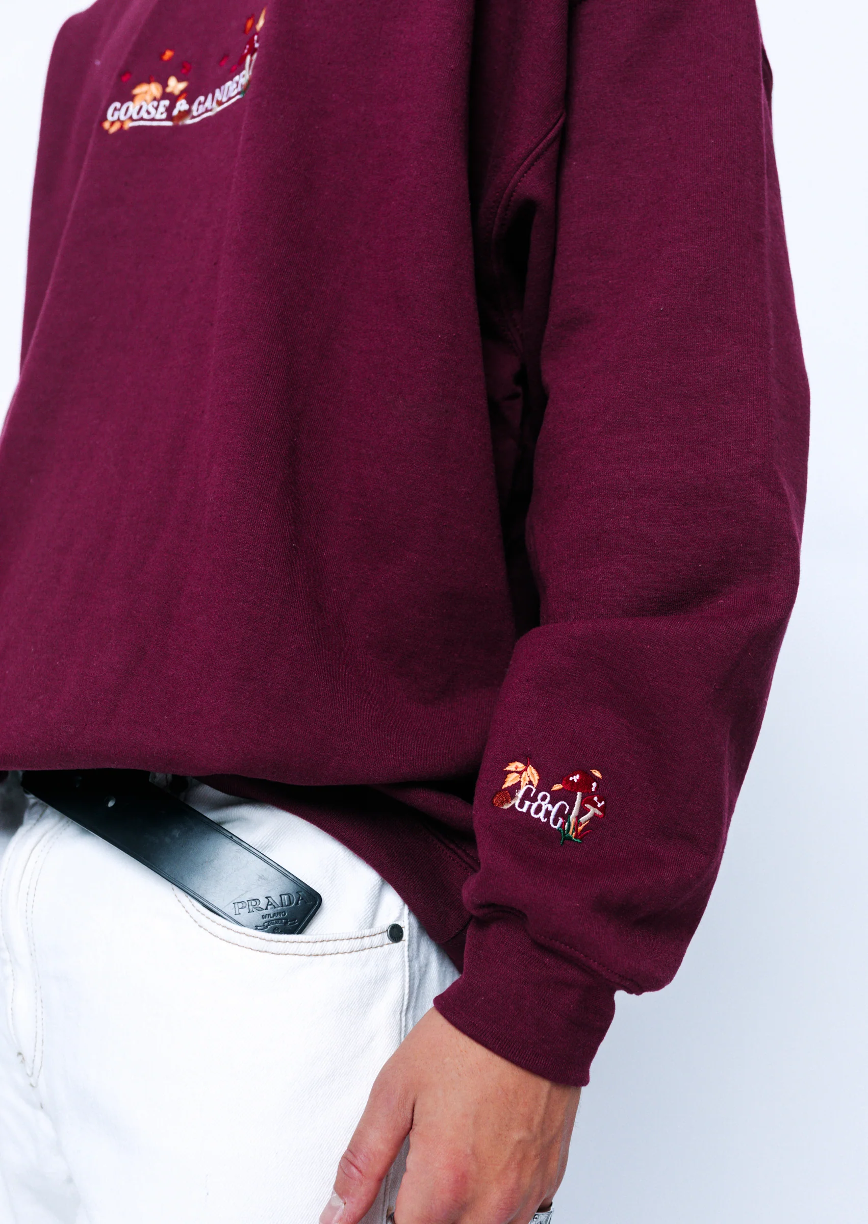 Woodland Embroidered Sweatshirt - Burgundy - Image 5