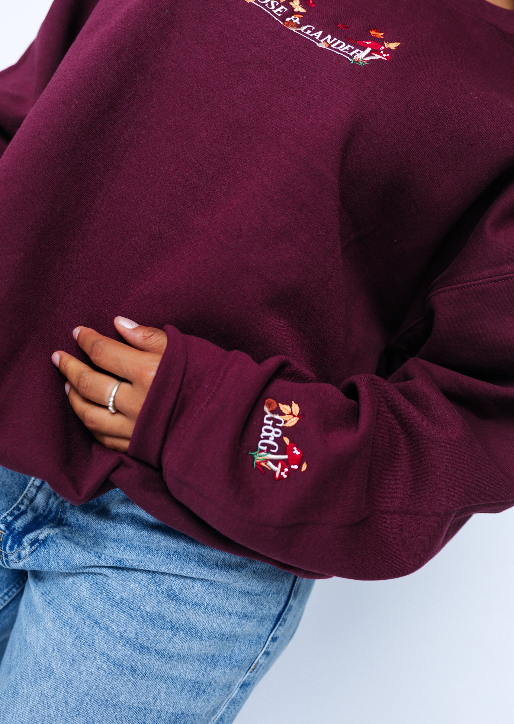 Woodland Embroidered Sweatshirt - Burgundy - Image 8