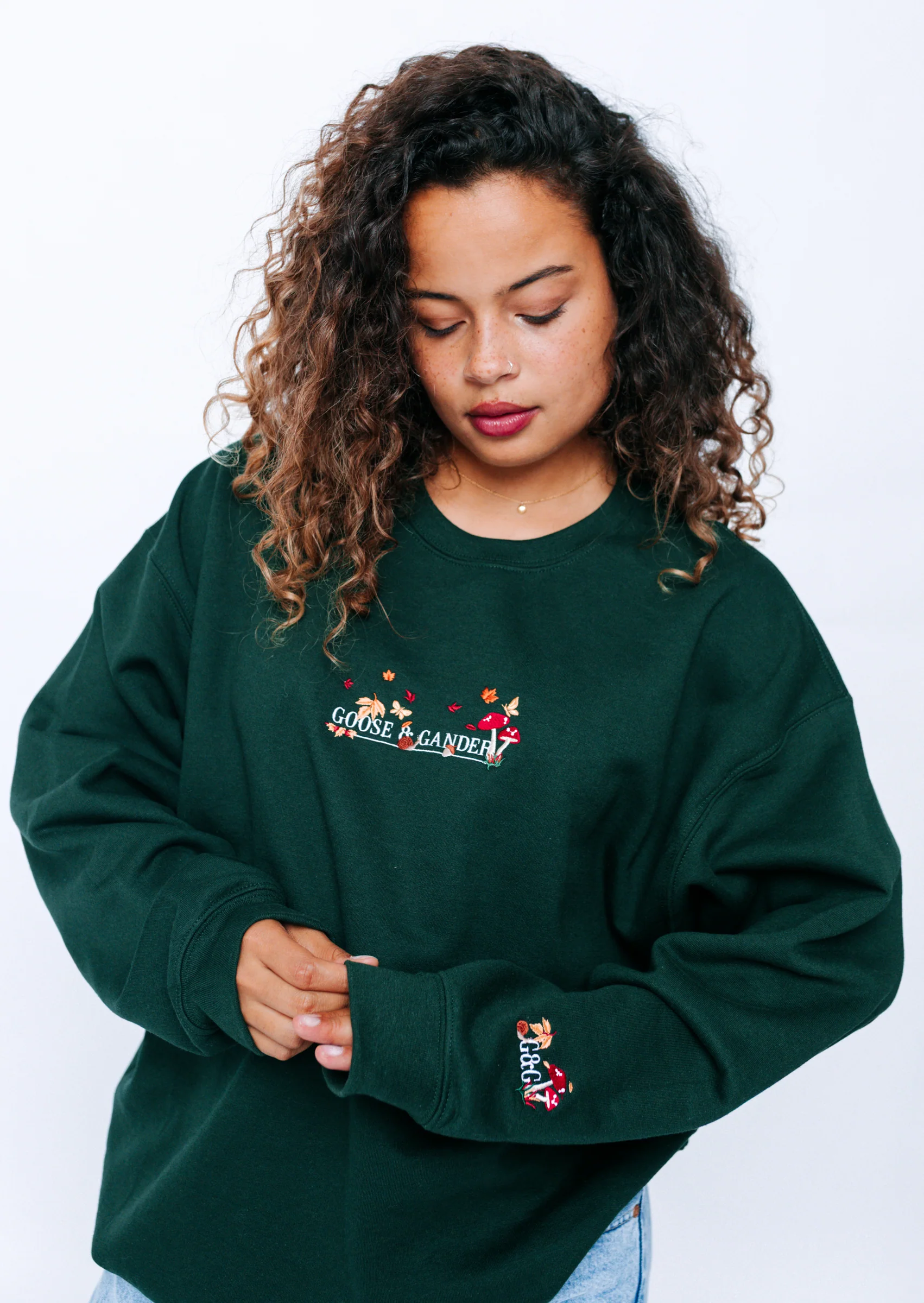 Woodland Embroidered Sweatshirt - Forest Green