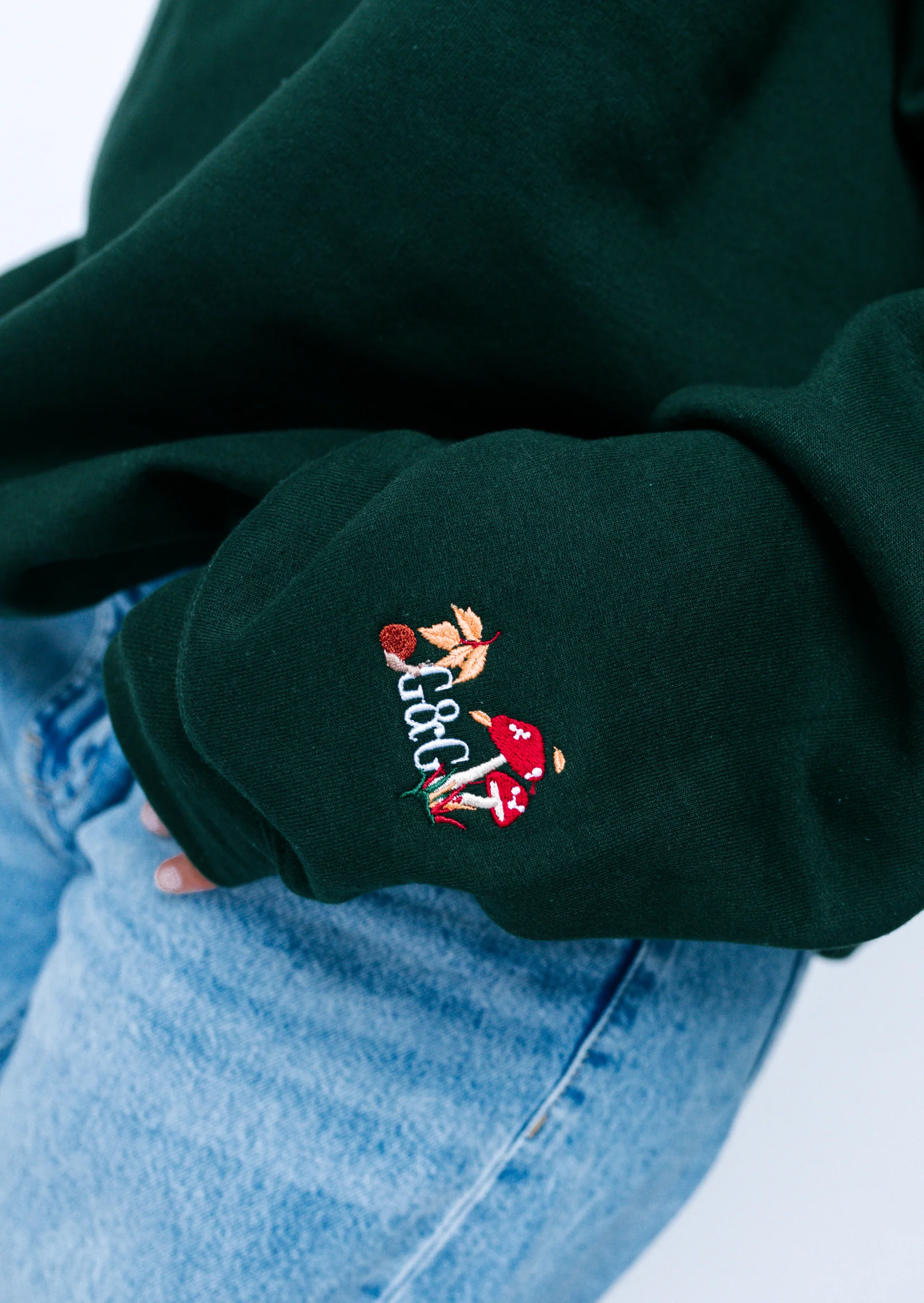 Woodland Embroidered Sweatshirt - Forest Green - Image 2