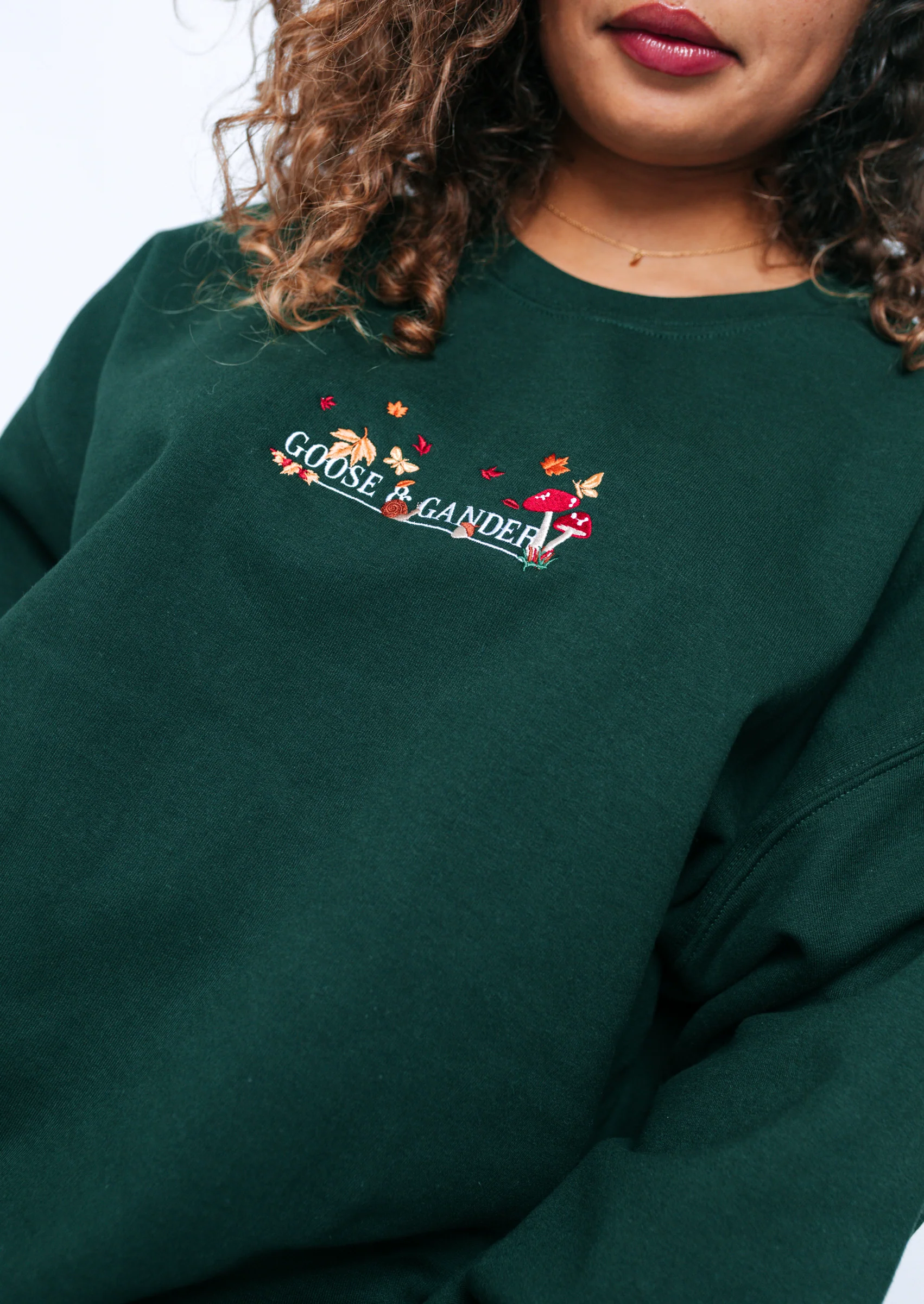 Woodland Embroidered Sweatshirt - Forest Green - Image 3