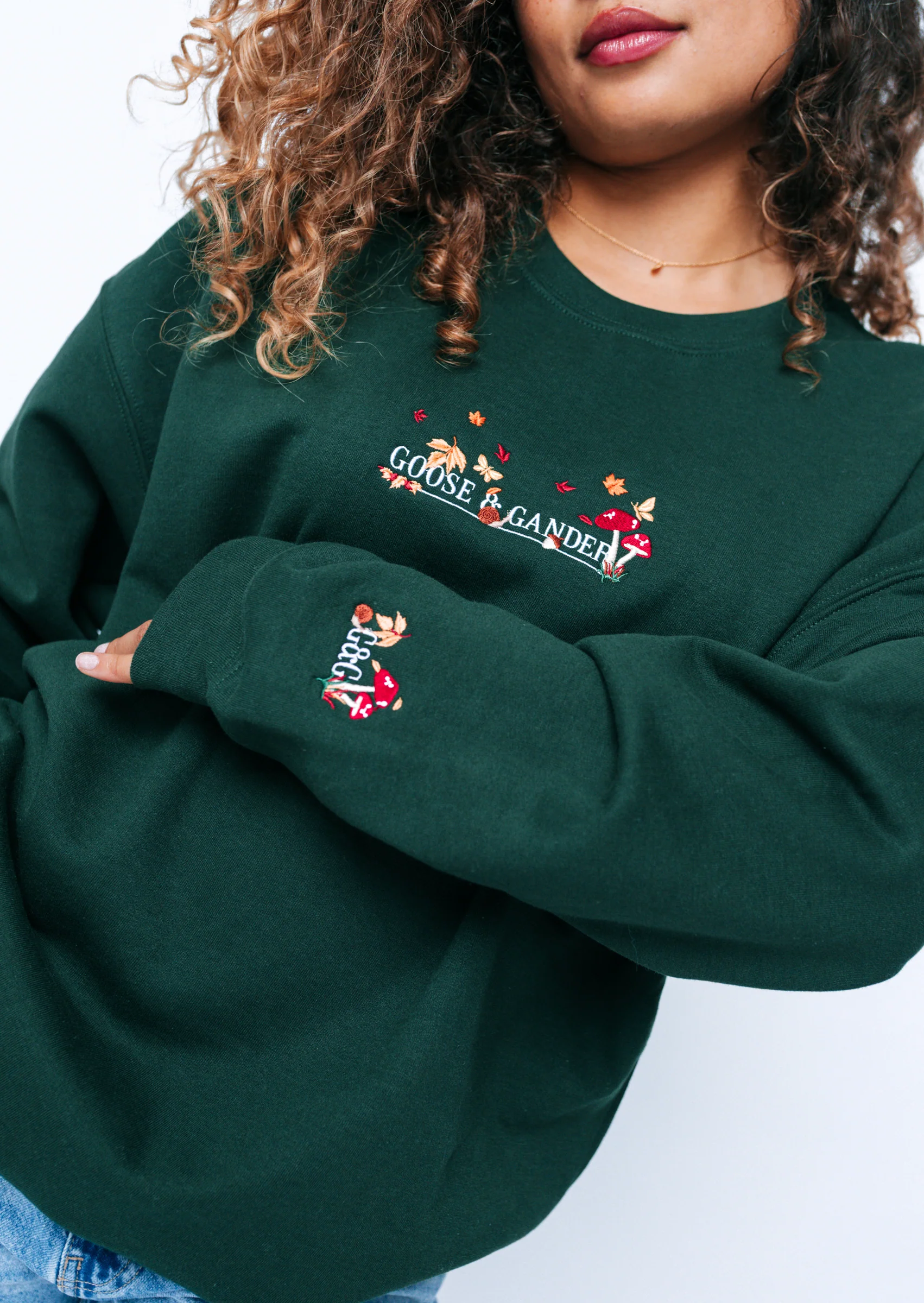 Woodland Embroidered Sweatshirt - Forest Green - Image 4