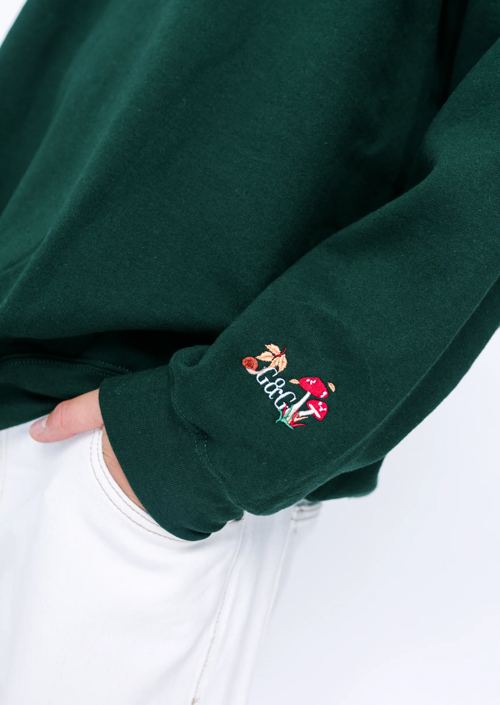 Woodland Embroidered Sweatshirt - Forest Green - Image 7