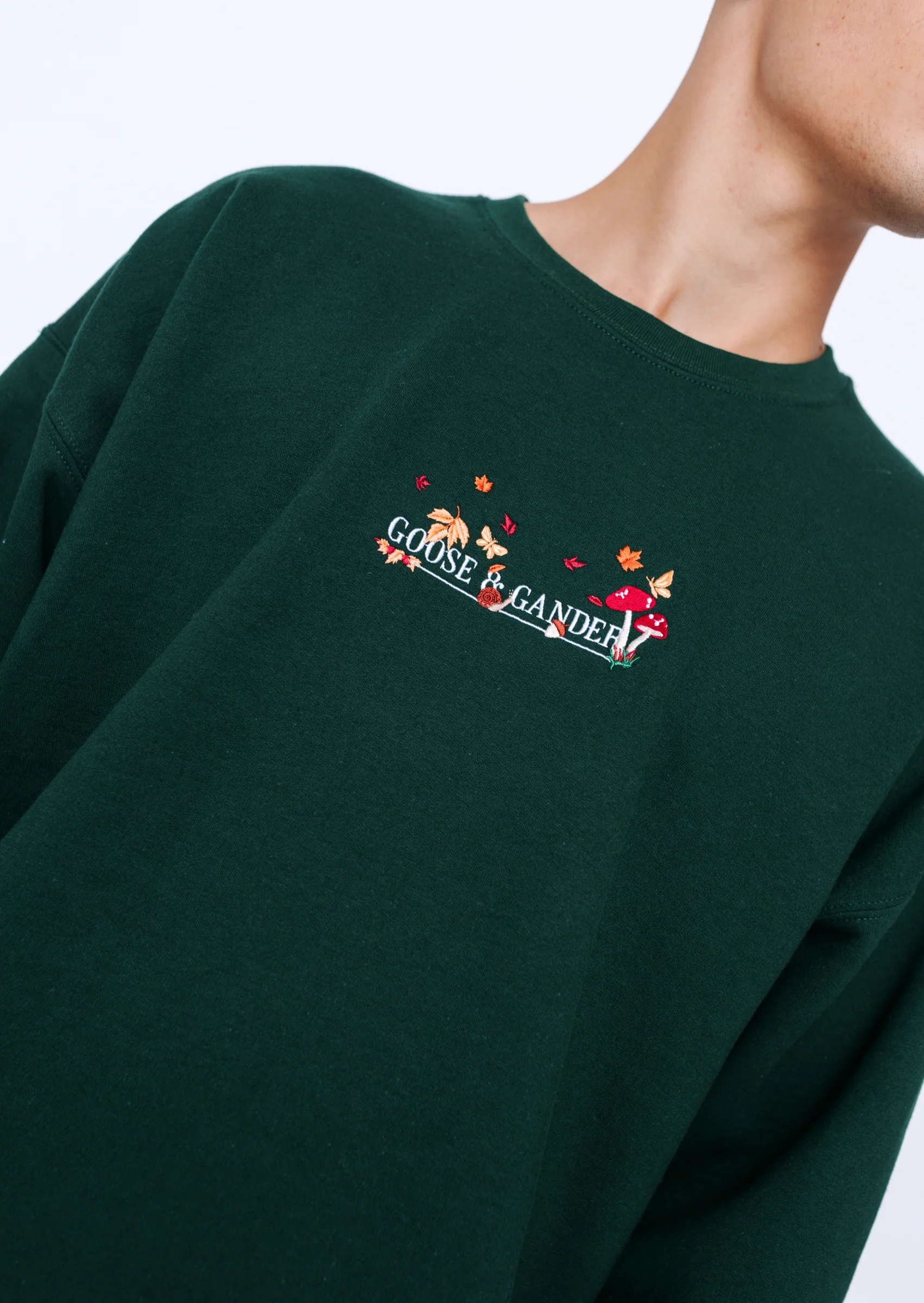 Woodland Embroidered Sweatshirt - Forest Green - Image 8