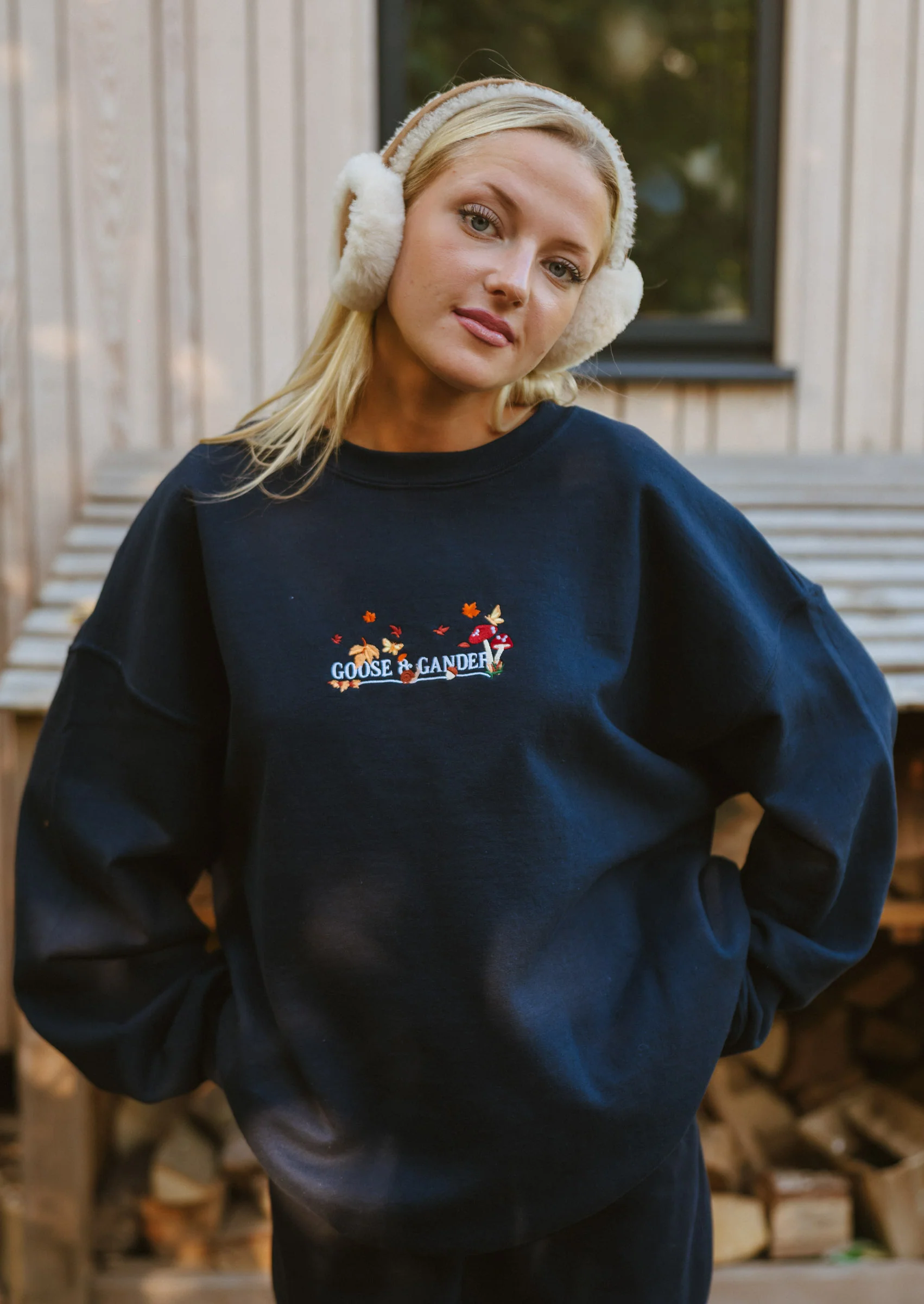 Woodland Embroidered Sweatshirt - Navy - Image 14