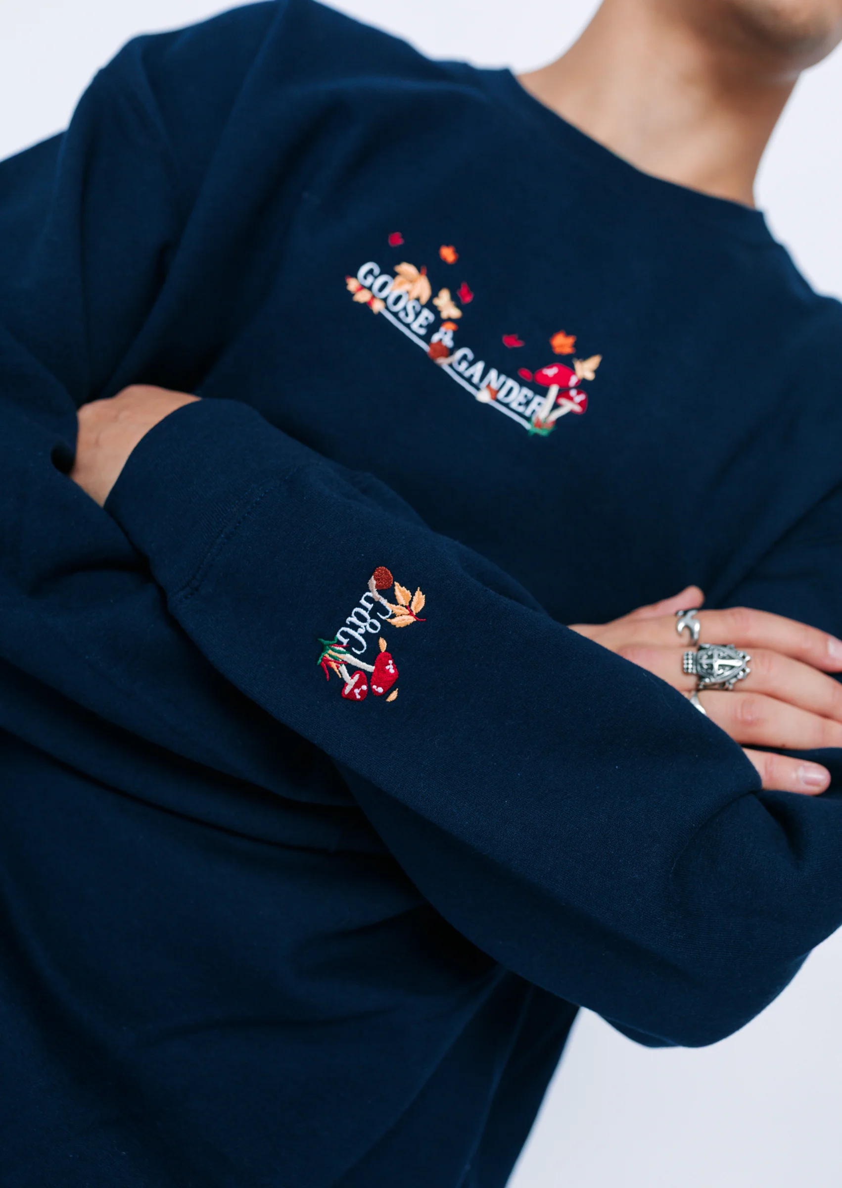 Woodland Embroidered Sweatshirt - Navy - Image 7
