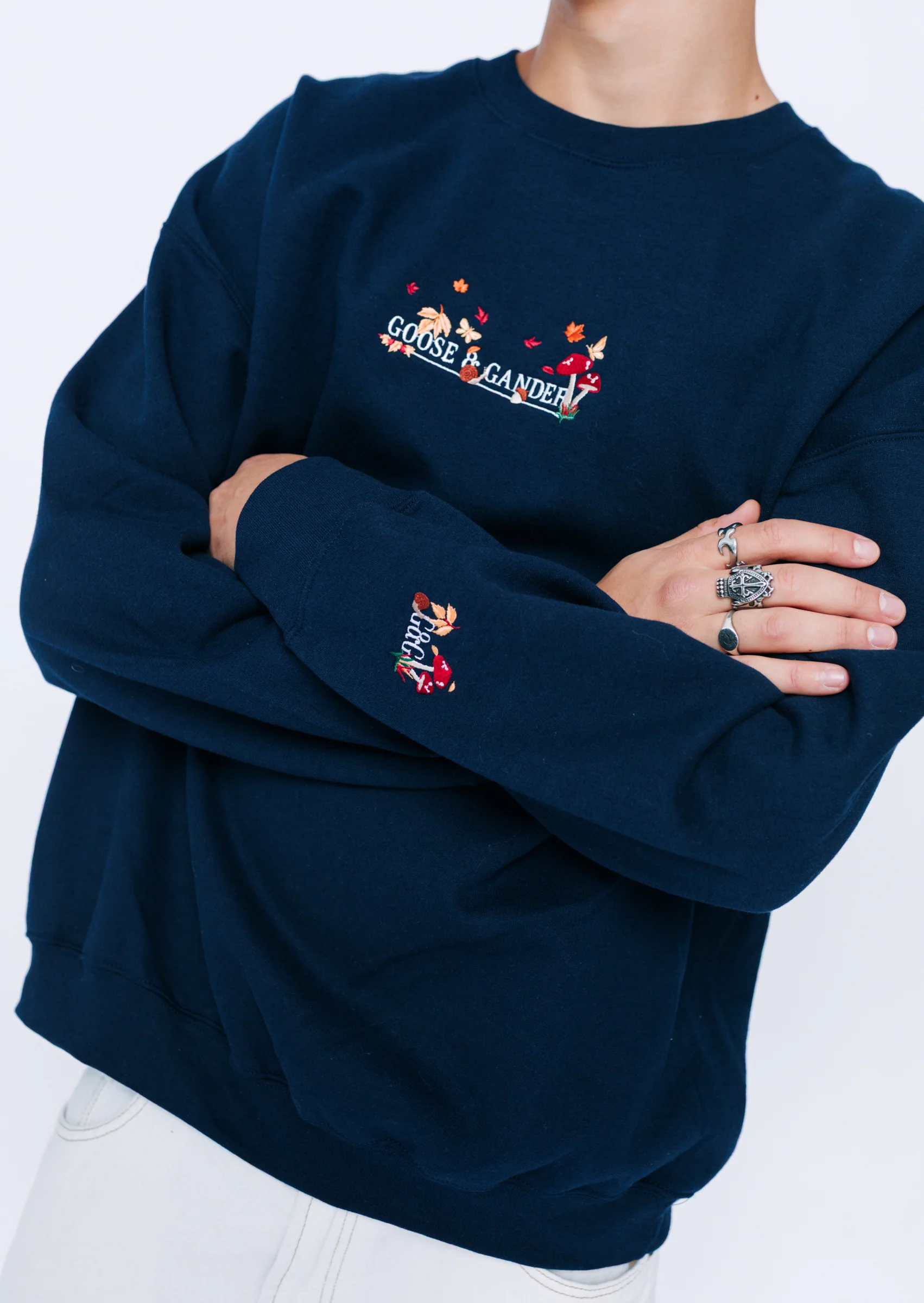 Woodland Embroidered Sweatshirt - Navy - Image 9