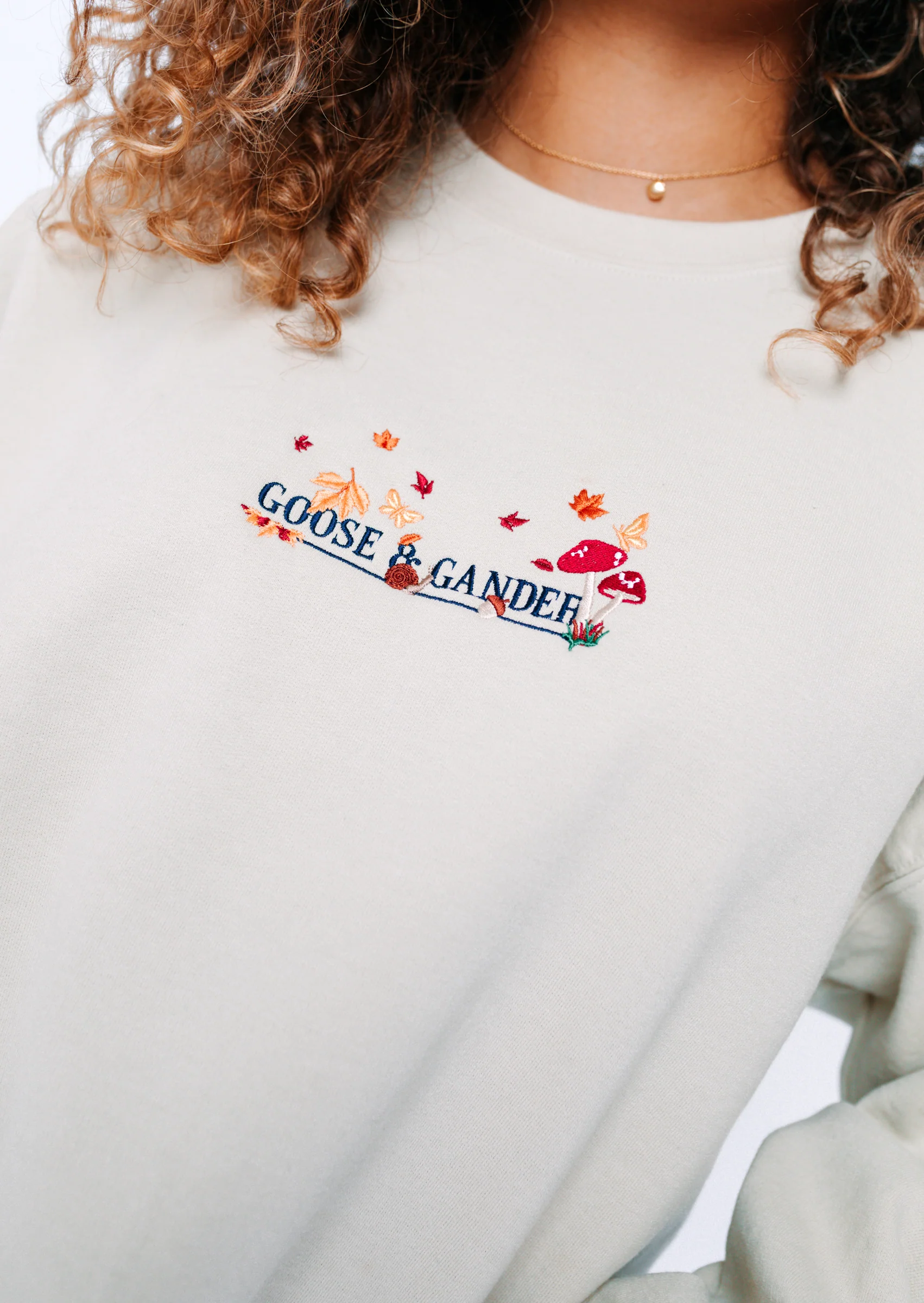Woodland Embroidered Sweatshirt - Sand - Image 3