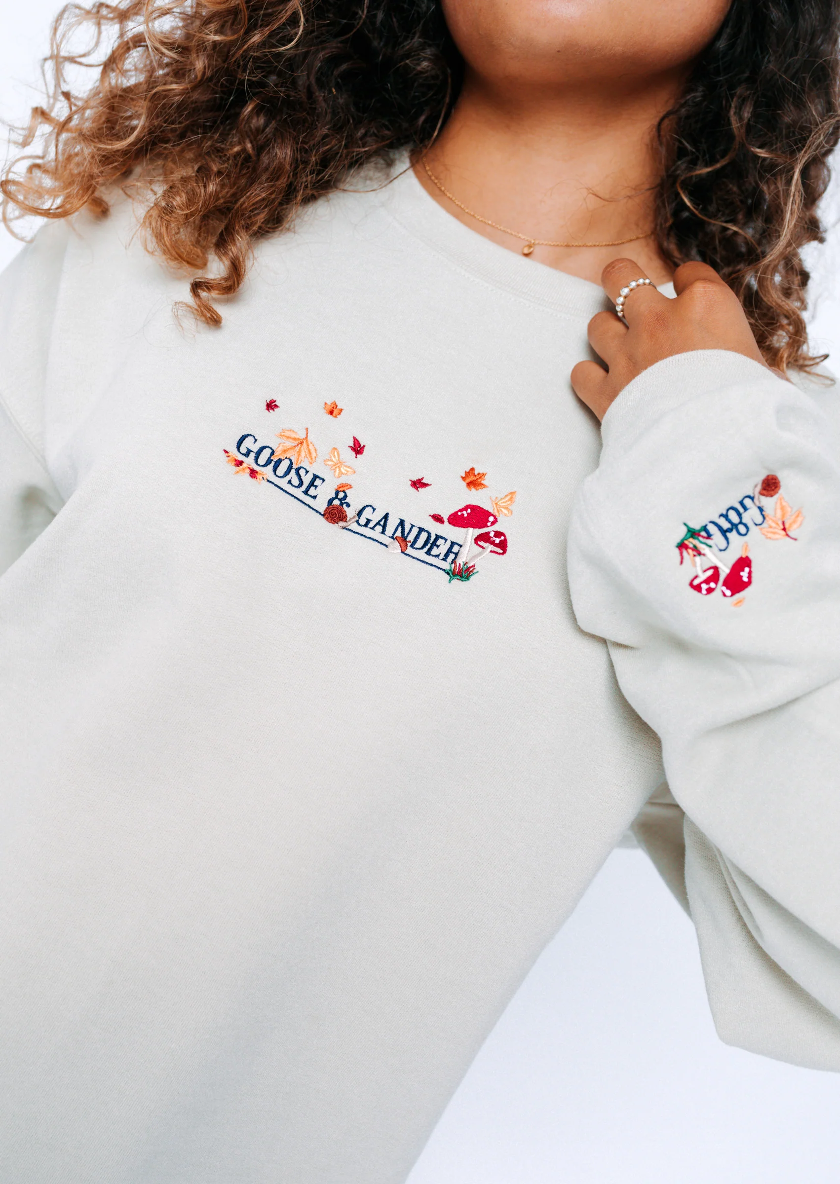 Woodland Embroidered Sweatshirt - Sand - Image 5