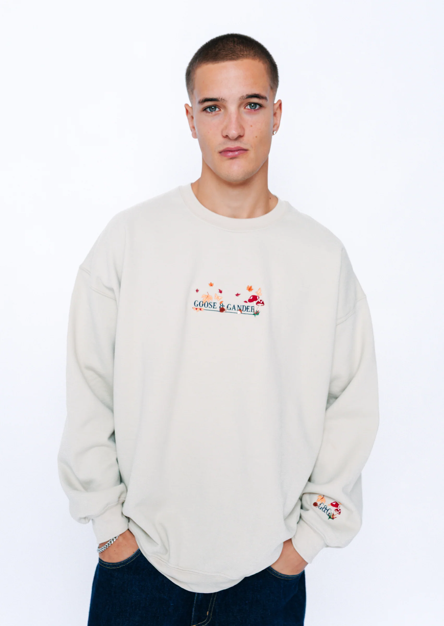 Woodland Embroidered Sweatshirt - Sand - Image 7