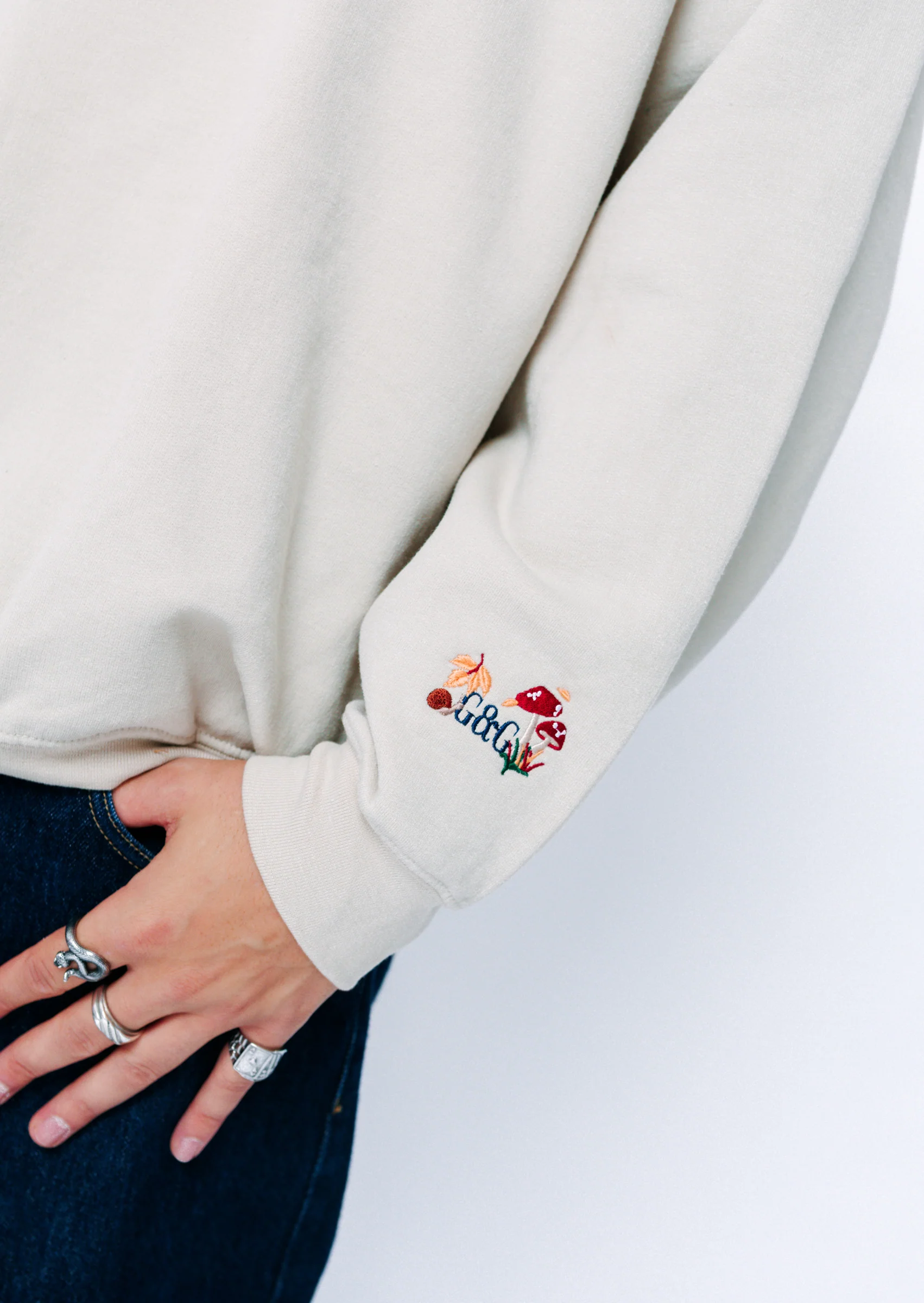 Woodland Embroidered Sweatshirt - Sand - Image 8