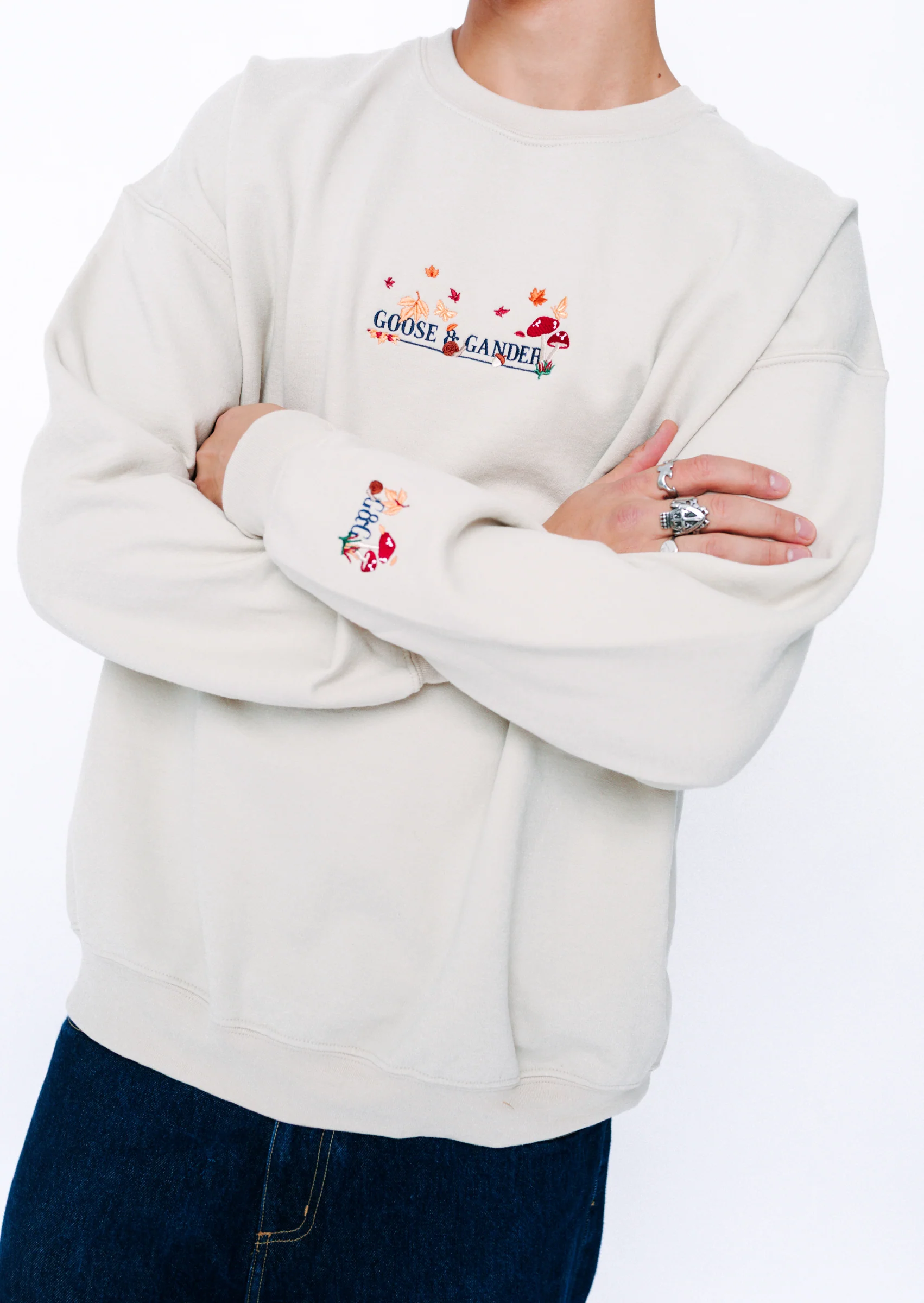 Woodland Embroidered Sweatshirt - Sand - Image 9