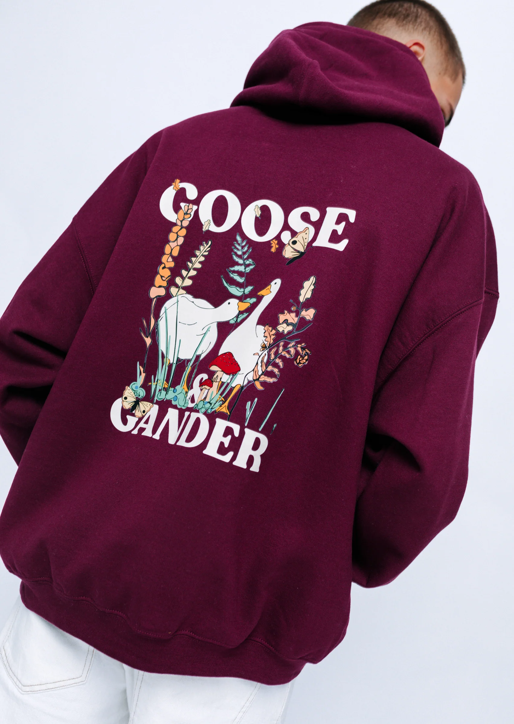 Woodland Goose Hoodie - Burgundy - Image 4