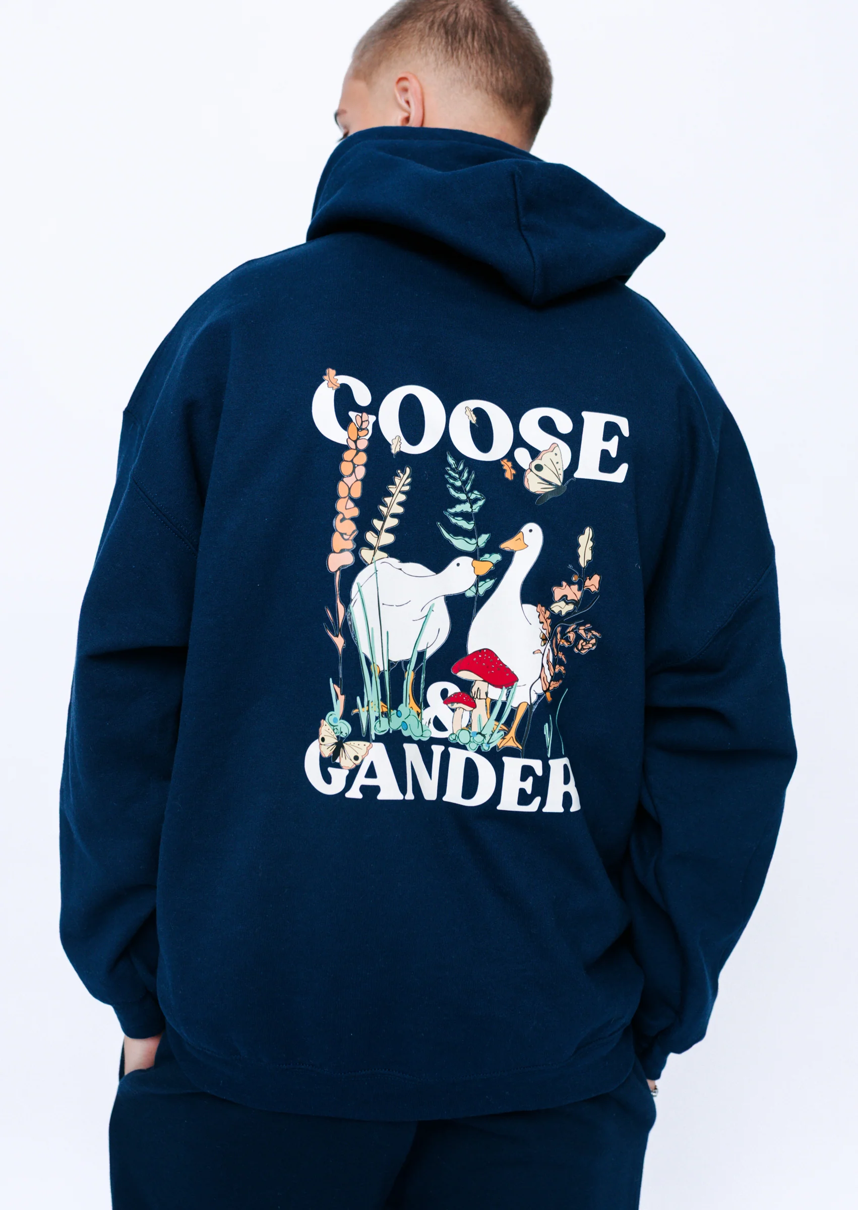 Woodland Goose Hoodie - Navy - Image 4