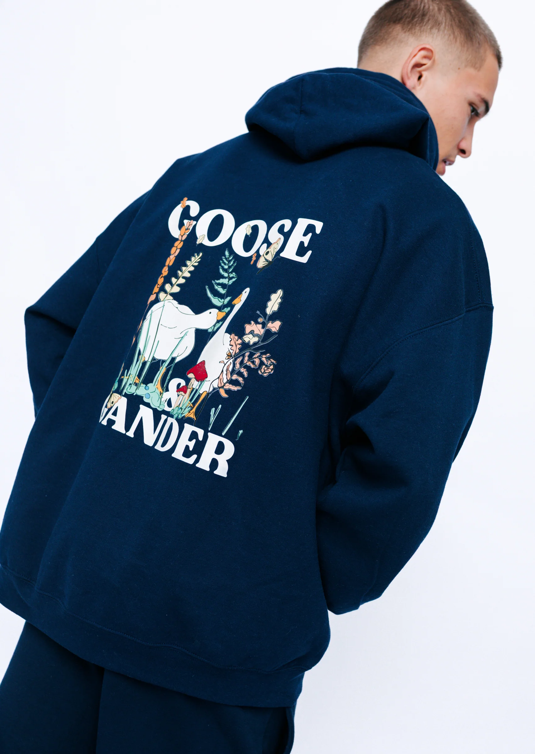 Woodland Goose Hoodie - Navy - Image 5